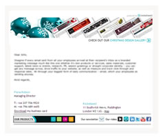 A screenshot of an email with colourful banners at the top and bottom, and indiscernible text in the body.