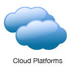 Two icons of clouds above the words "Cloud Platforms"