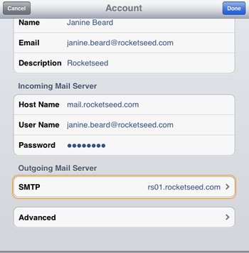 change email server settings iphone