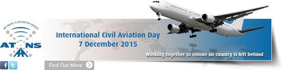 An email banner with the ATNS logo on the left hand side, an aeroplane on the right hand side, and the words "International Civil Aviation Day 7 December 2015" in the centre.