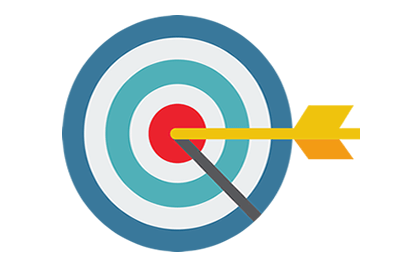 Graphic of an arrow in the centre of a target.