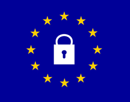 The European Union logo with a closed padlock icon in the centre of the stars.