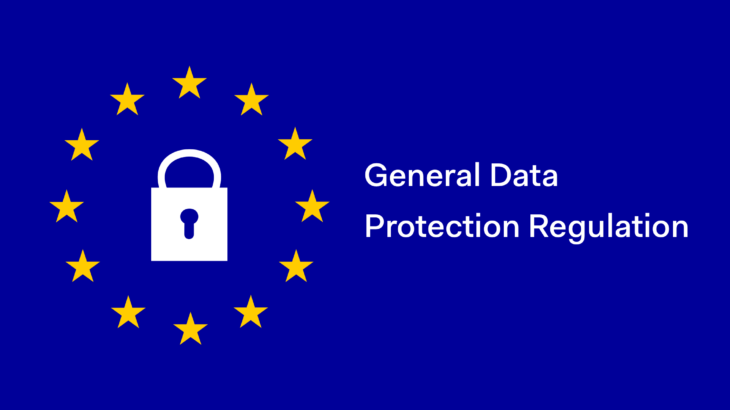 The European Union logo with a closed padlock icon in the centre of the stars, and the words "General Data Protection Regulation" to the right.