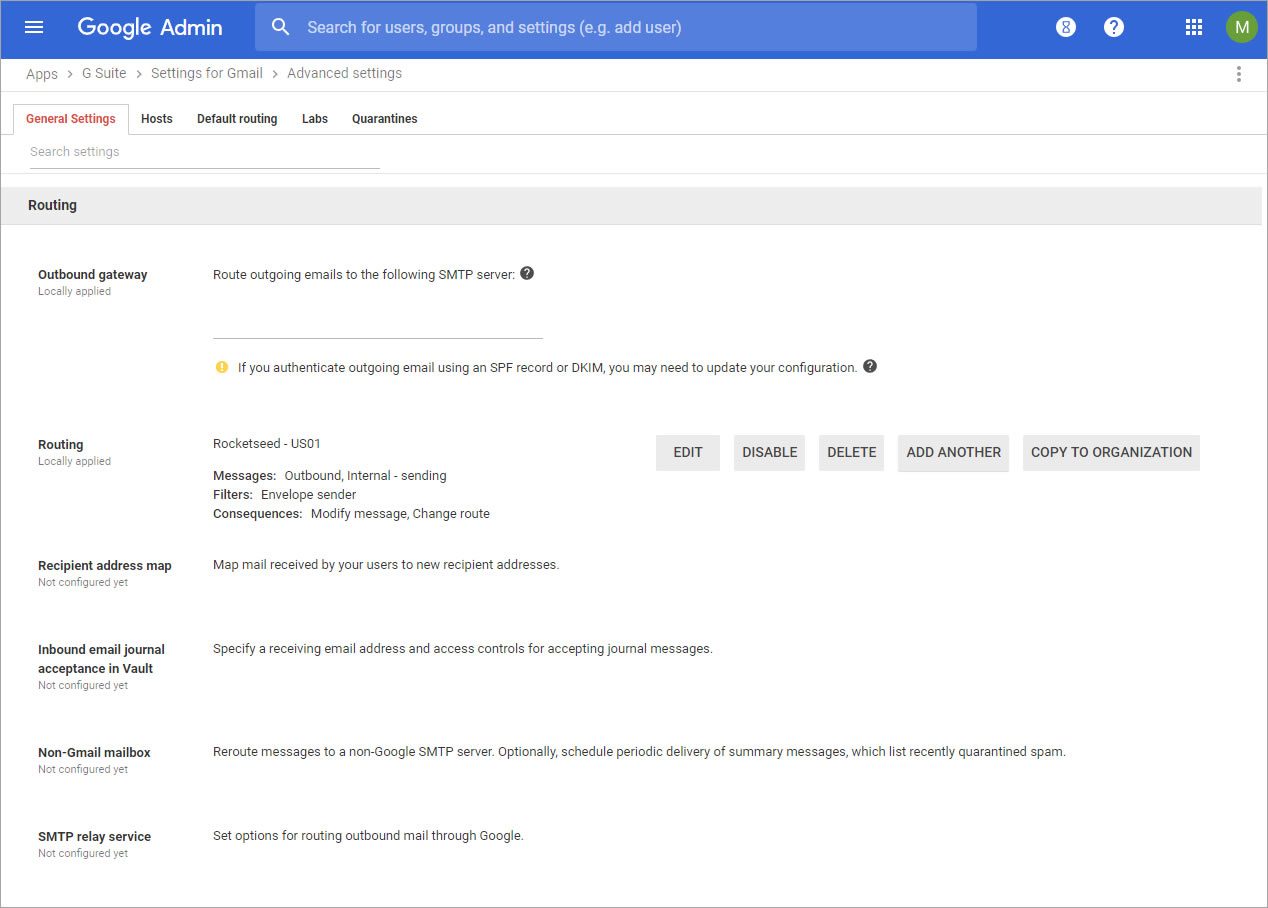 A screenshot of the Google Admin Advanced Settings window, with the General Settings tab selected.