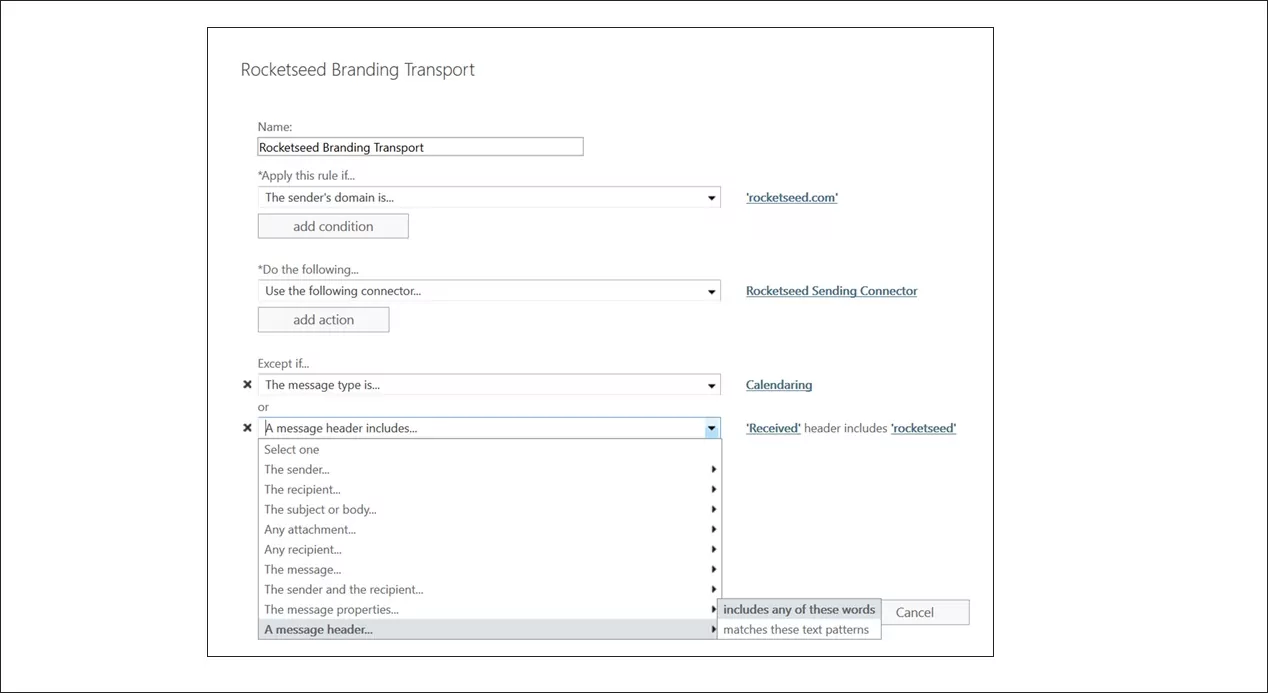 A screenshot of a selection window titled Rocketseed Branding Transport.
