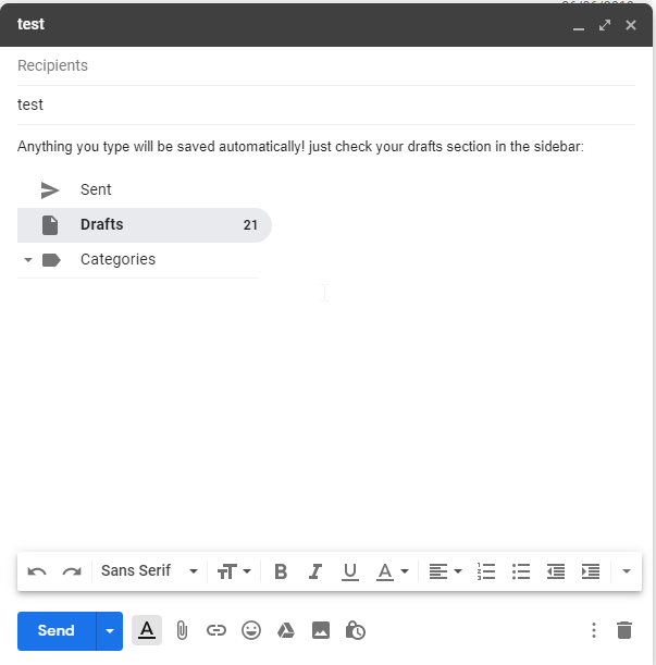 draft email test howto