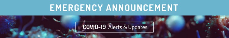 An email banner with the message "EMERGENCY ANNOUNCEMENT" and "COVID-19 Alerts & Updates".