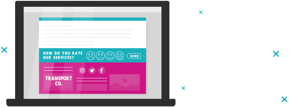 A graphic depicting a customer satisfaction survey on a screen.