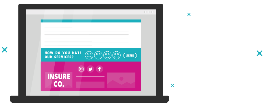 A graphic depicting a customer satisfaction survey on a screen.