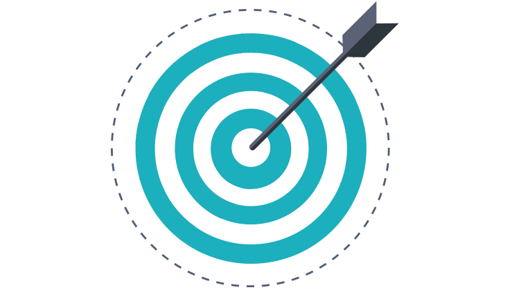 Graphic of an arrow in the centre of a target.