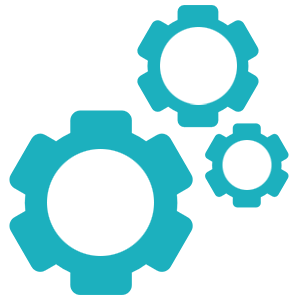 Icon showing three cogs of different sizes.