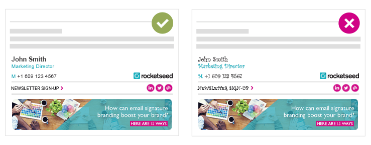 Correct vs incorrect use of email signature fonts