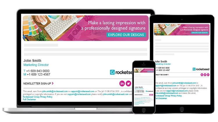 Rocketseed branded email on multiple devices