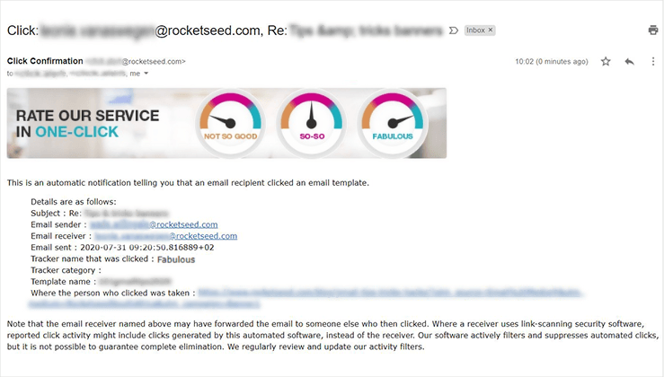 Email click alert example
