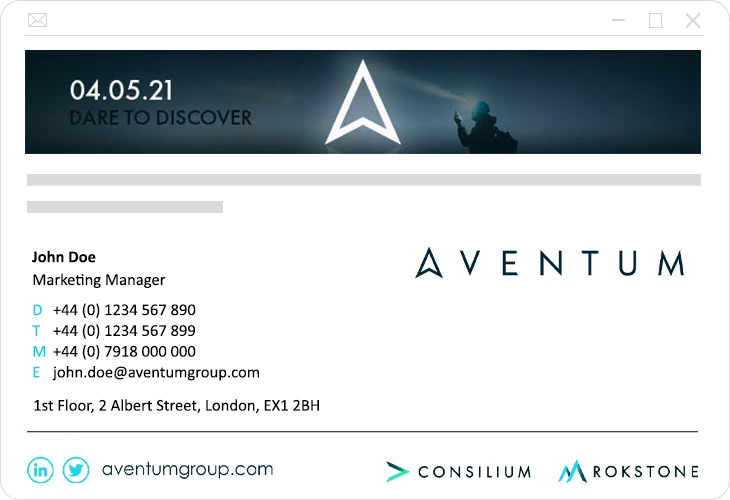 Aventum branded email signature - Rocketseed