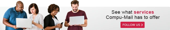 An email signature marketing banners with people looking at laptops and the words "See what services Compu-Mail has to offer".