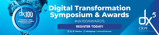 An email signature marketing banner promoting the Digital Transformation Symposium & Awards with a call to action to register today.