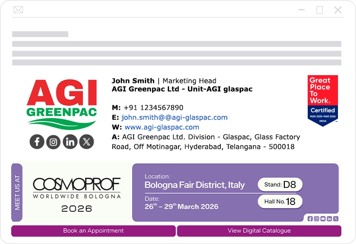 An example of a professionally branded email signature for AGI, by Rocketseed email signature manager