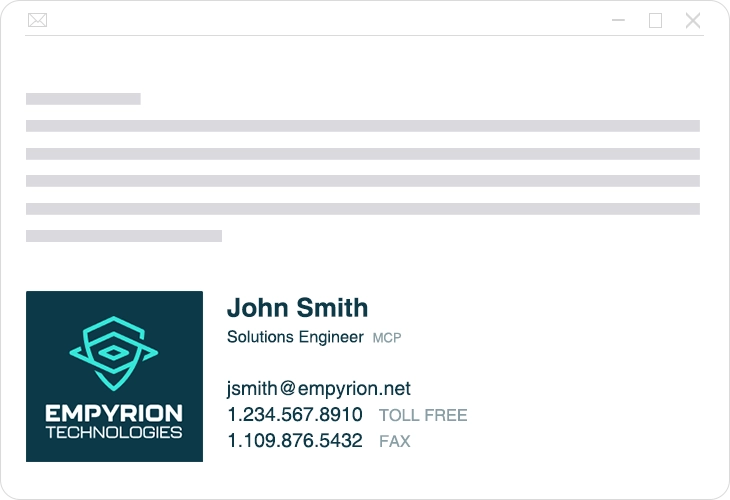 Empyrion branded email signature example