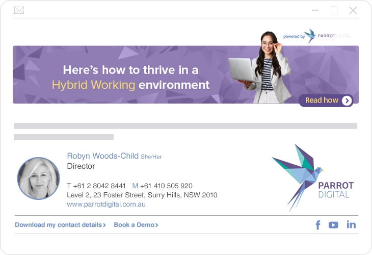 Parrot digital branded email signature example
